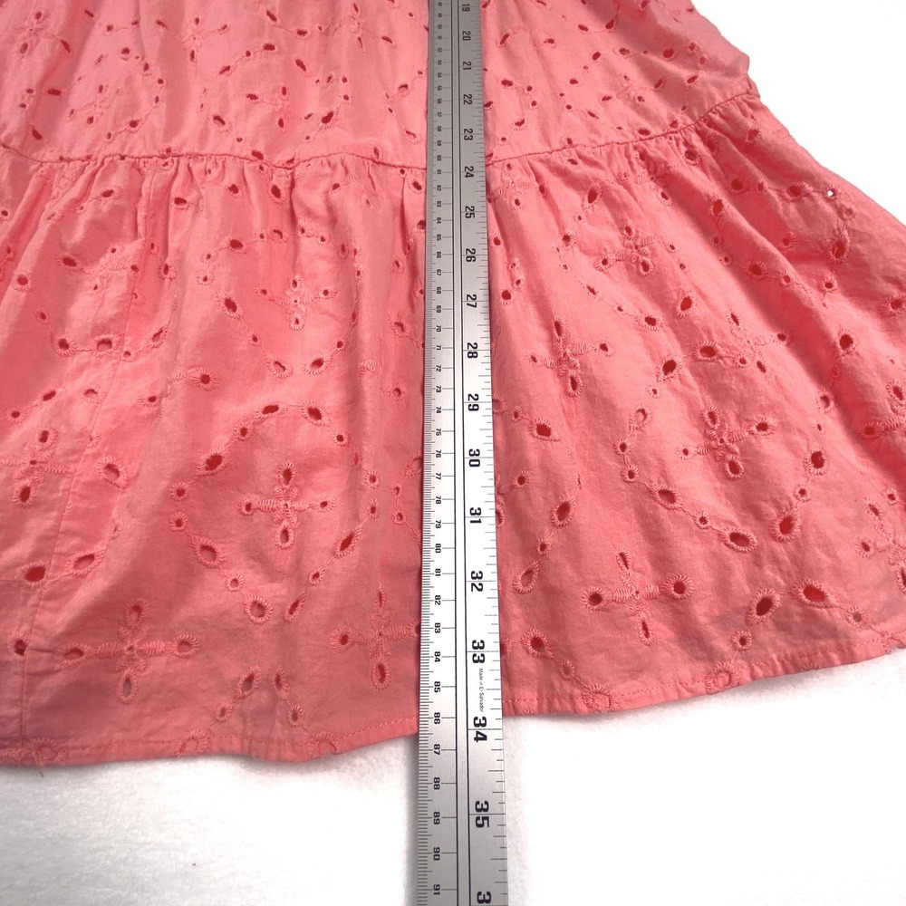 Knox Rose Womens Coral Pink Eyelet Tiered Mini Dress Short Sleeve Size S - Picture 7 of 7